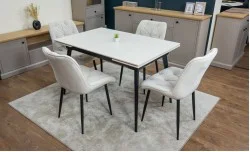 Set Masă Living Extensibilă DTM0101CS Bej cu 4 Scaune KJC0357 Bej