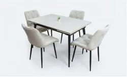 Set Masă Living Extensibilă DTM0101CS Bej cu 4 Scaune KJC0357 Bej
