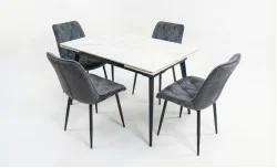 Set Masă Living Extensibilă DTM0101CS Bej cu 4 Scaune KJC0357 Negre