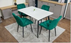 Set Masă Living Extensibilă DTM0101CS Bej cu 4 Scaune KJC0357 Verzi