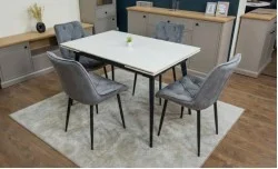 Set Masă Living Extensibilă DTM0101CS Bej cu 4 Scaune KJC0357 Gri