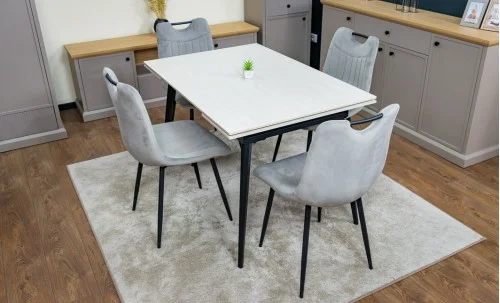 Set Masă Living Extensibilă DTM0101 CS Bej cu 4 Scaune KJC0358 Gri