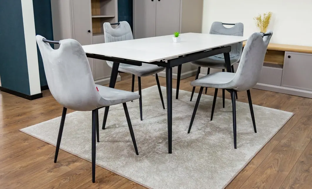 Set Masă Living Extensibilă DTM0101 CS Bej cu 4 Scaune KJC0358 Gri 8