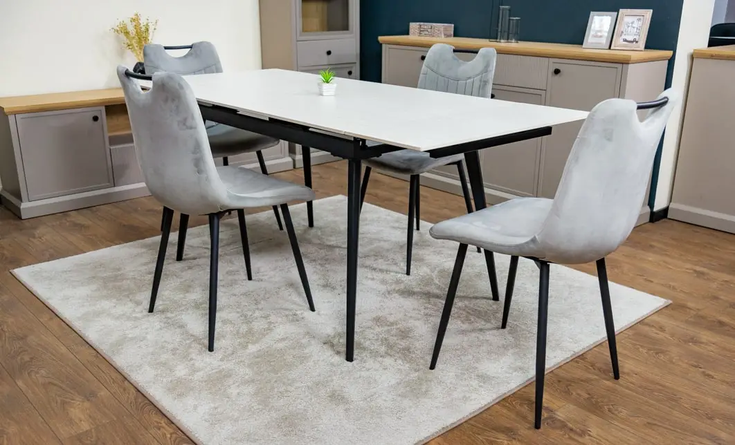 Set Masă Living Extensibilă DTM0101 CS Bej cu 4 Scaune KJC0358 Gri