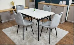 Set Masă Living Extensibilă DTM0101 CS Bej cu 4 Scaune KJC0358 Gri