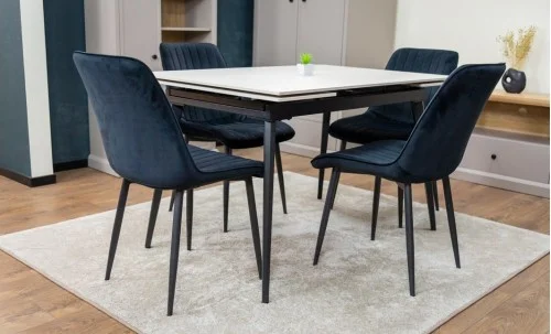 Set Masă Living Extensibilă DTM0101CS Bej cu 4 Scaune Tapițate KJC176 Negru