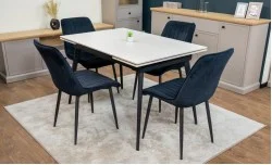 Set Masă Living Extensibilă DTM0101CS Bej cu 4 Scaune Tapițate KJC176 Negru