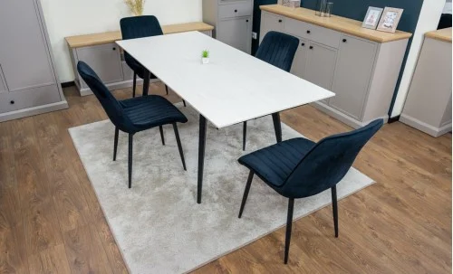 Set Masă Living Extensibilă DTM0101CS Bej cu 4 Scaune Tapițate KJC176 Negru