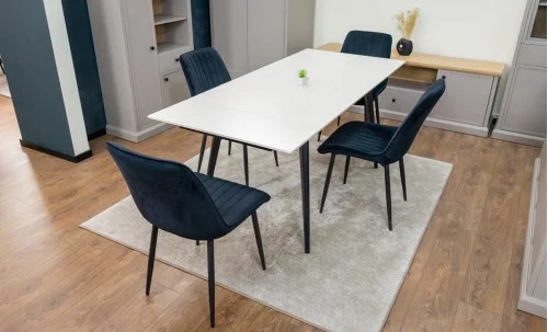 Set Masă Living Extensibilă DTM0101CS Bej cu 4 Scaune Tapițate KJC176 Negru