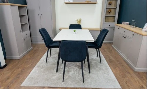 Set Masă Living Extensibilă DTM0101CS Bej cu 4 Scaune Tapițate KJC176 Negru