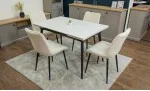 Set Masă Living Extensibilă DTM0101CS Bej cu 4 Scaune Tapițate KJC176 Bej