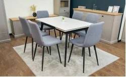 Set Masă Living Extensibilă DTM0101 CS Bej si 6 Scaune KJC5341 Gri