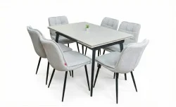 Set Masă Living Extensibilă Setul de masă extensibilă DTM0101CS cu 6 scaune DCM2001AF Bej