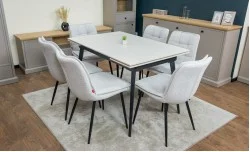 Set Masă Living Extensibilă Setul de masă extensibilă DTM0101CS cu 6 scaune DCM2001AF Bej