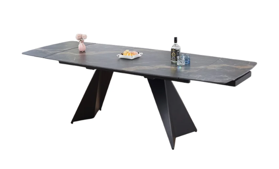 Masa Extensibila Blat Ceramic Negru/Auriu DTM0105CS