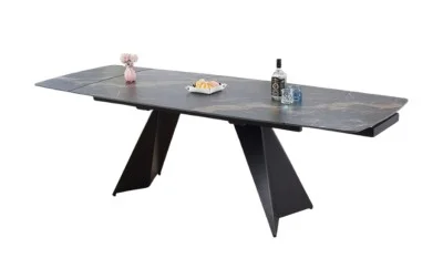 Masa Extensibila Blat Ceramic Negru/Auriu DTM0105CS