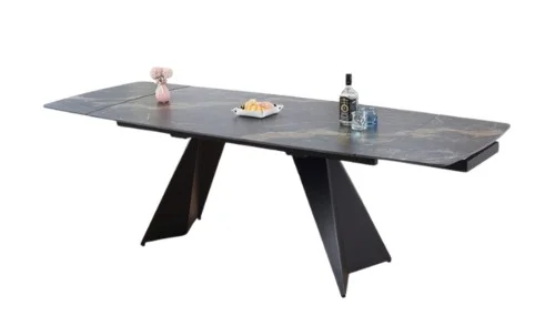 Masa Extensibila Blat Ceramic Negru/Auriu DTM0105CS