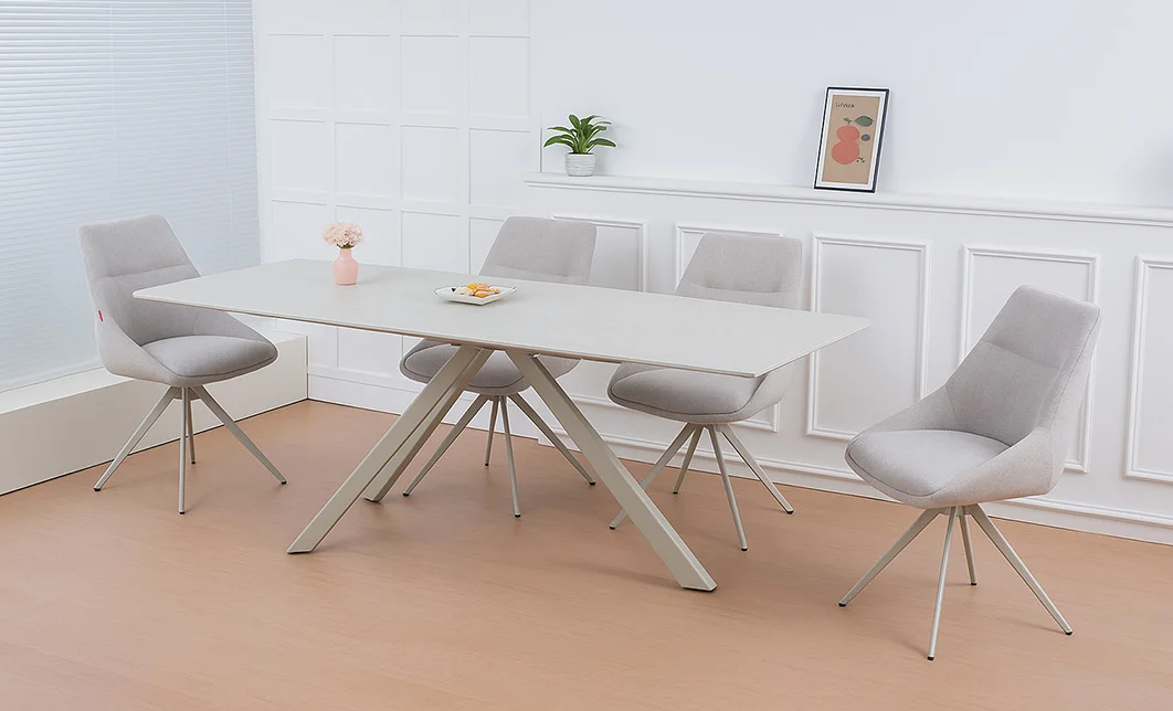 Set Masă Living Extensibilă Set Masă Extensibilă DTM0107CS Bej cu 4 Scaune Gri Deschis