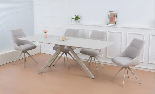 Set Masă Living Extensibilă Set Masă Extensibilă DTM0107CS Bej cu 4 Scaune Gri Deschis