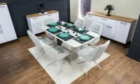 Set Masă Living Extensibilă DTM0405CS Bej cu 6 Scaune DCM0108CS Bej