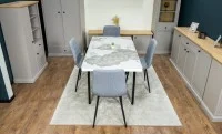 Set Masă Living Extensibilă Blat Ceramic KJD416 Alb-Cappuccino cu 4 Scaune KJC5341 Gri 7