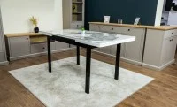 Masă Extensibilă Blat Ceramic Alb-Cappuccino KJT416 / DT018 2
