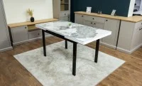 Masă Extensibilă Blat Ceramic Alb-Cappuccino KJT416 / DT018