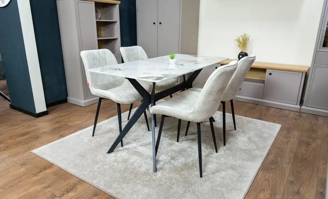 Set Masă Living cu 4 Scaune KJD6317 Bej 5