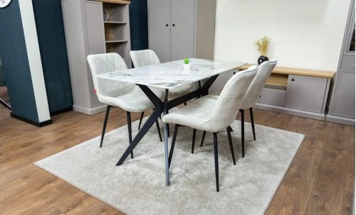 Set Masă Living cu 4 Scaune KJD6317 Bej