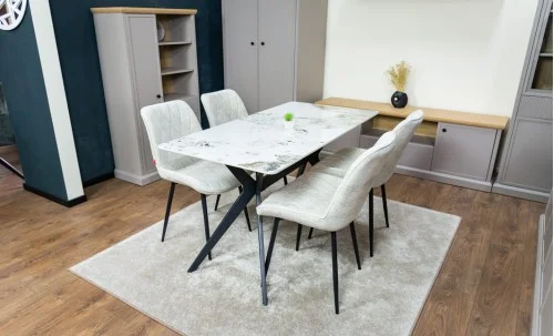 Set Masă Living cu 4 Scaune KJD6317 Bej