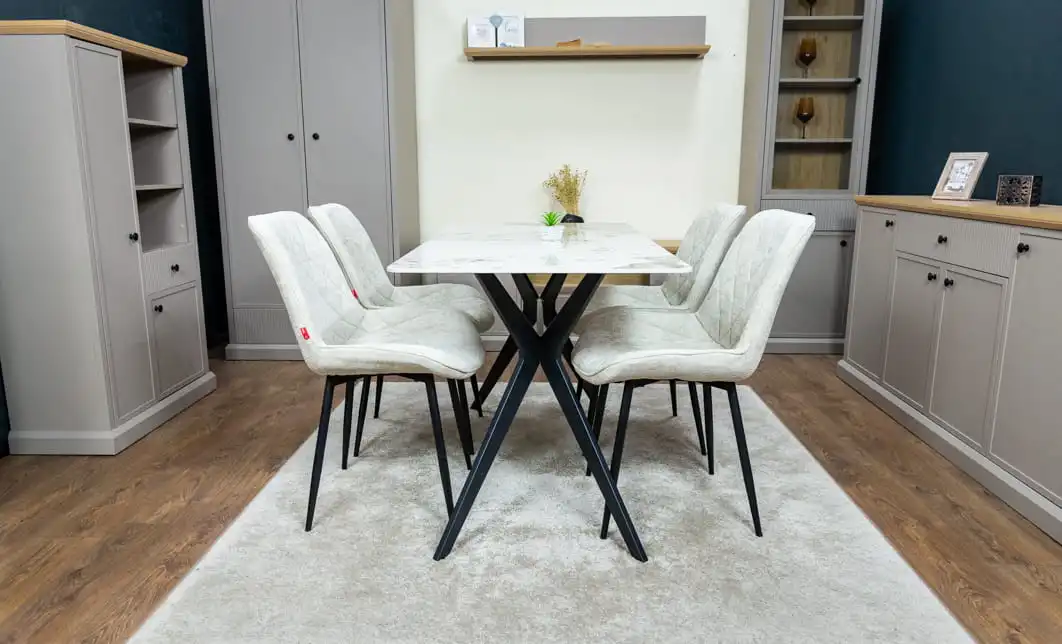 Set Masă Living cu 4 Scaune KJD6317 Bej 10