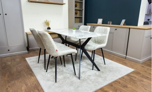 Set Masă Living cu 4 Scaune KJD6317 Bej