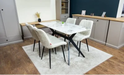 Set Masă Living cu 4 Scaune KJD6317 Bej