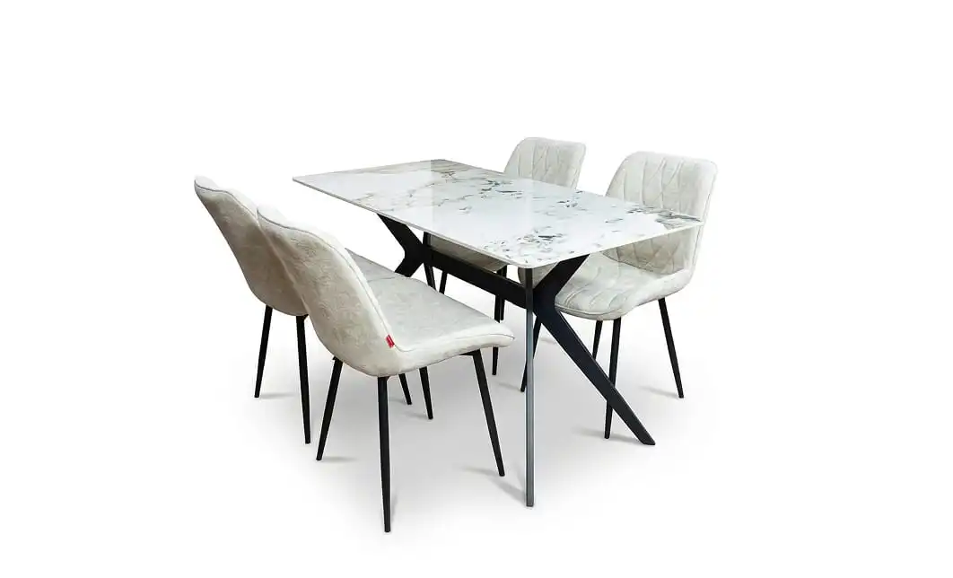 Set Masă Living cu 4 Scaune KJD6317 Bej 2