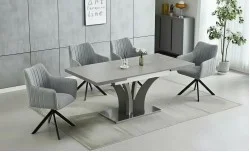 Set Masă Living Extensibilă KJT385 Gri cu 4 Scaune KJC385 Gri