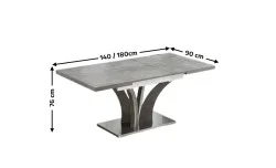 Set Masă Living Extensibilă KJT385 Gri cu 6 Scaune KJC80 Gri