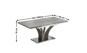 Set Masă Living Extensibilă KJT385 Gri cu 6 Scaune KJC80 Gri