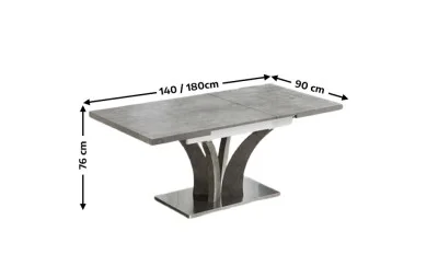 Set Masă Living Extensibilă KJT385 Gri cu 4 Scaune KJC80 Gri