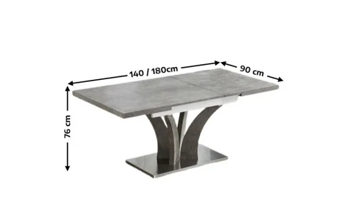 Set Masă Living Extensibilă KJT385 Gri cu 4 Scaune KJC80 Gri