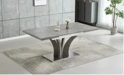 Set Masă Living Extensibilă KJT385 Gri cu 4 Scaune KJC80 Gri