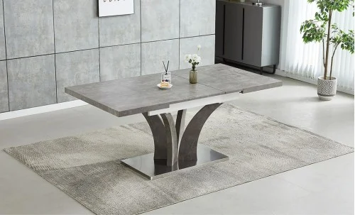Set Masă Living Extensibilă KJT385 Gri cu 4 Scaune KJC80 Gri