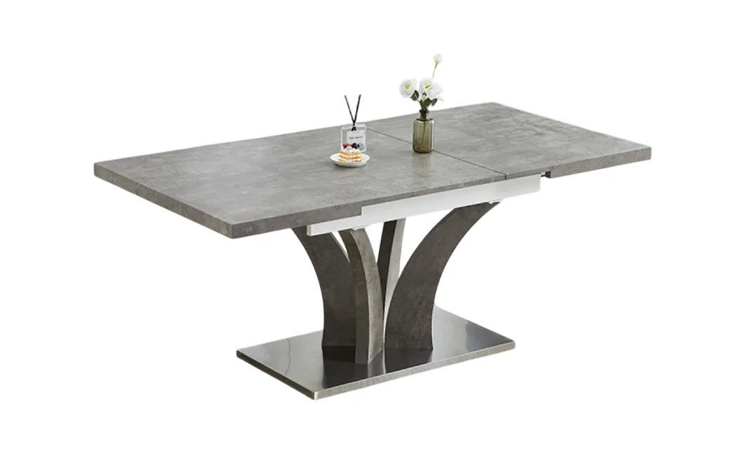 Set Masă Living Extensibilă KJT385 Gri cu 4 Scaune KJC80 Gri 2