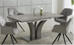 Set Masă Living Extensibilă KJT385 Gri cu 4 Scaune KJC80 Gri