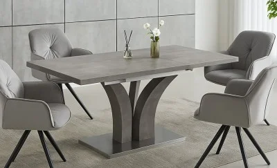 Set Masă Living Extensibilă KJT385 Gri cu 4 Scaune KJC80 Gri