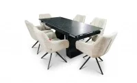 Set Masă Living Extensibilă KJT416 Neagră cu 6 Scaune DCM0112AS Bej 1