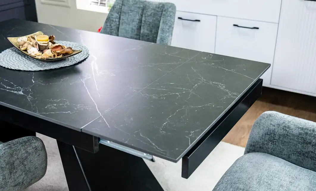 Set Masă Living Extensibilă KJT416 Neagră cu 6 Scaune DCM0112AS Bej 3