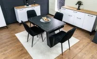 Set Masă Living Extensibilă KJT416 Neagră cu 4 Scaune KJC176 Negre 1