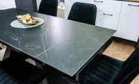 Set Masă Living Extensibilă KJT416 Neagră cu 6 Scaune KJC176 Negre 6