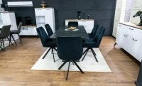 Set Masă Living Extensibilă KJT416 Neagră cu 6 Scaune KJC356 Negre 4