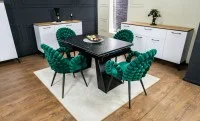 Set Masă Living Extensibilă KJT416 Neagră cu 4 Scaune KJC376 Verzi 1